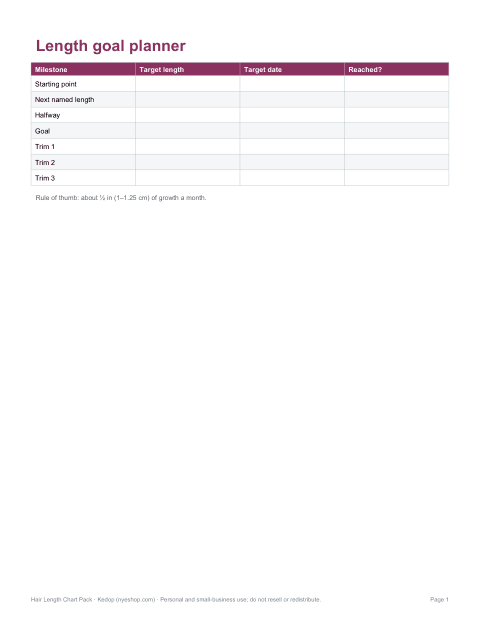Preview of the first page of Goal planner (PDF/DOCX)
